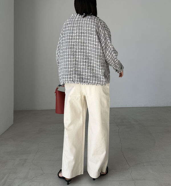 Doux archives「ドルマンスリーブツイードノーカラージャケット」|ノーカラージャケット|