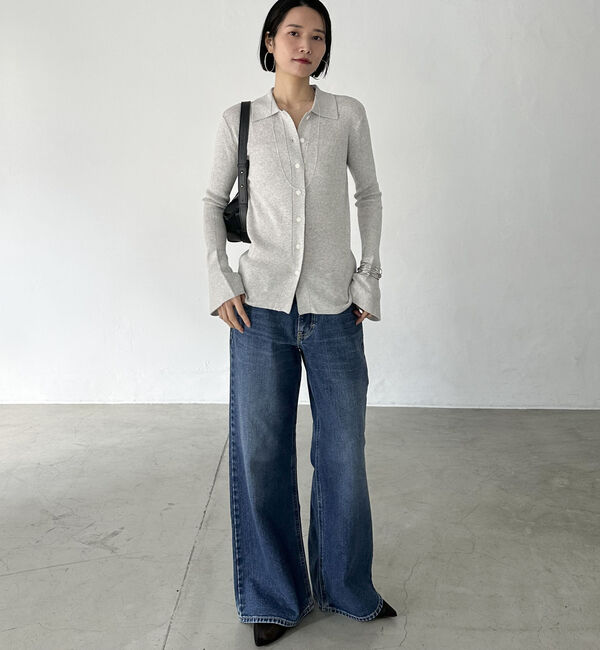 Doux archives「シルクミックス細見えリブニット」|カーディガン|