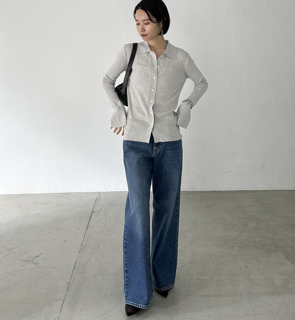 Doux archives「シルクミックス細見えリブニット」|カーディガン|