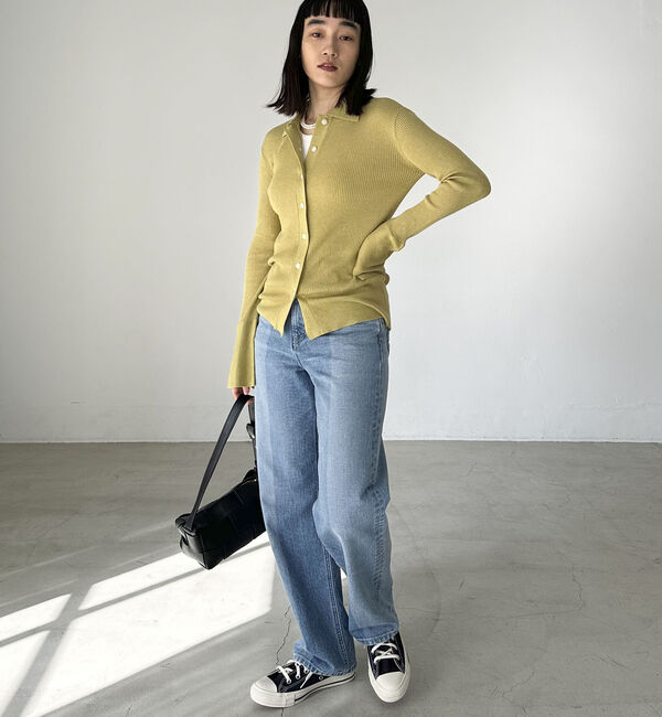 Doux archives「シルクミックス細見えリブニット」|カーディガン|