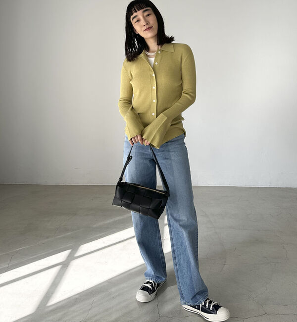 Doux archives「シルクミックス細見えリブニット」|カーディガン|