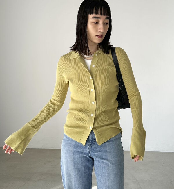 Doux archives「シルクミックス細見えリブニット」|カーディガン|