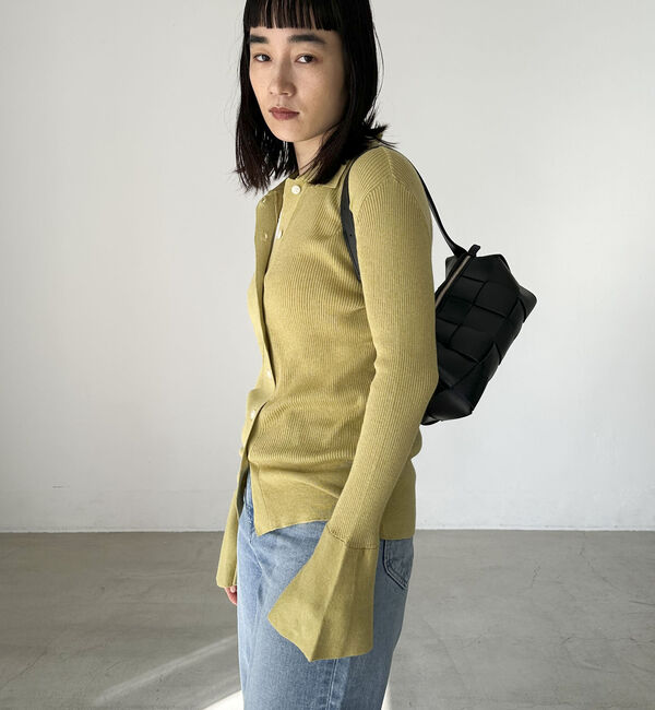 Doux archives「シルクミックス細見えリブニット」|カーディガン|