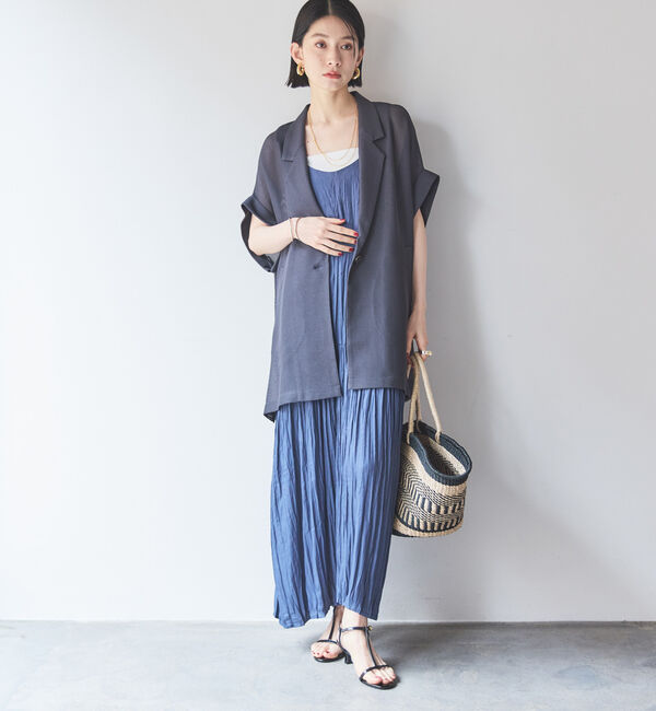 Doux archives「【即完売アイテム/体型カバー】メッシュフレンチスリーブジャケット」|テーラードジャケット|