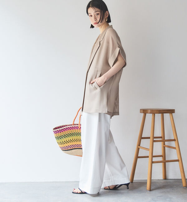 Doux archives「【即完売アイテム/体型カバー】メッシュフレンチスリーブジャケット」|テーラードジャケット|