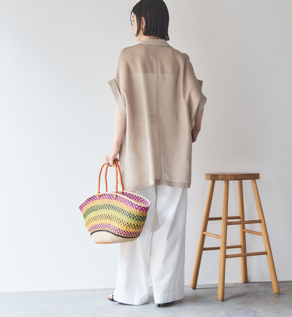 Doux archives「【即完売アイテム/体型カバー】メッシュフレンチスリーブジャケット」|テーラードジャケット|