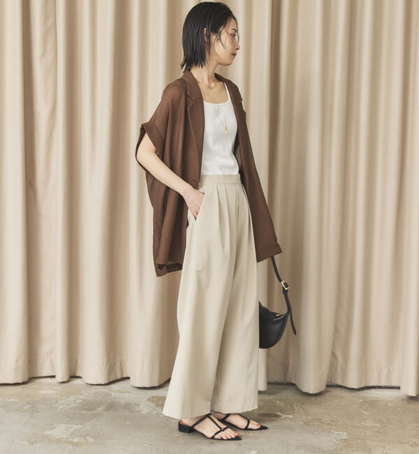 Doux archives「【即完売アイテム/体型カバー】メッシュフレンチスリーブジャケット」|テーラードジャケット|