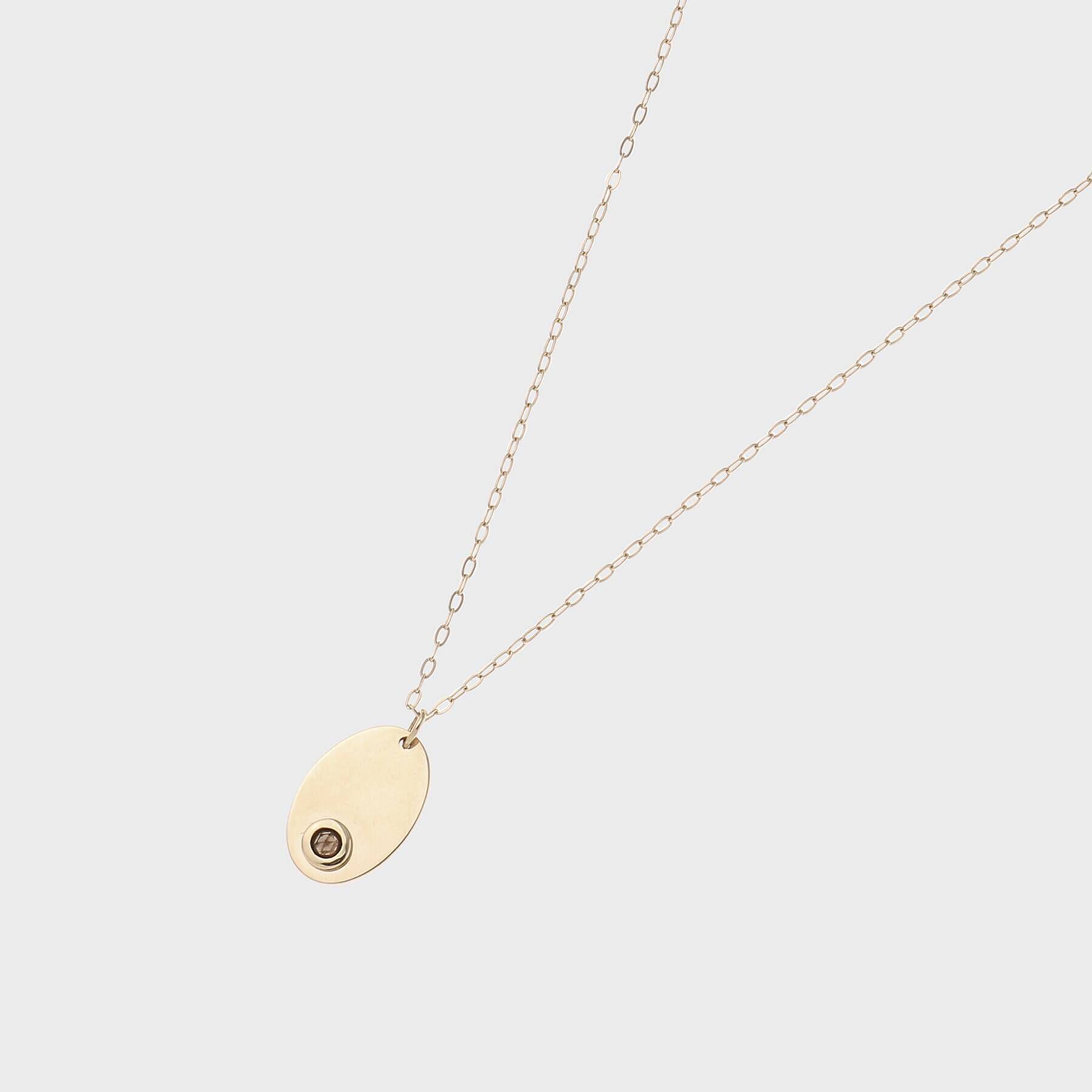 COCOSHNIK「カラーストーン（スモーキークォーツ）オーバルプレート　ネックレス」|ネックレス|