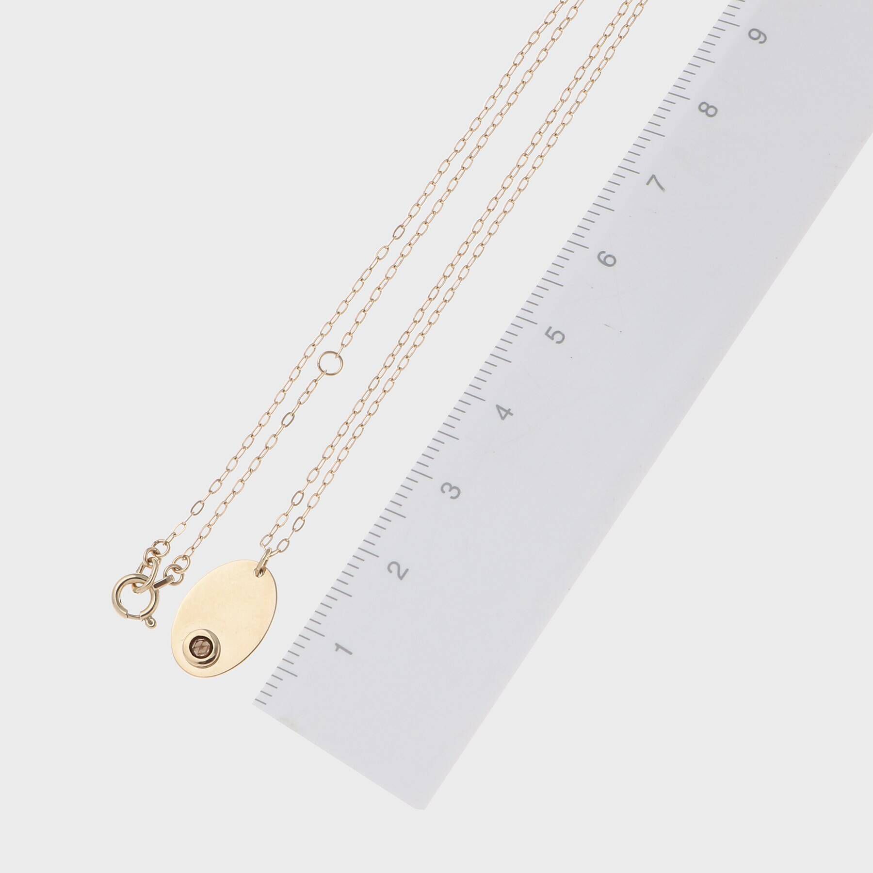 COCOSHNIK「カラーストーン（スモーキークォーツ）オーバルプレート　ネックレス」|ネックレス|