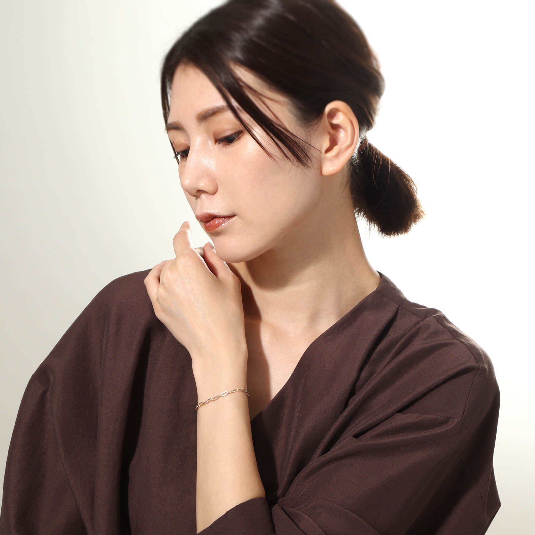 COCOSHNIK「K10中空プレイドケーブルチェーン ブレスレット」|ブレスレット・バングル|