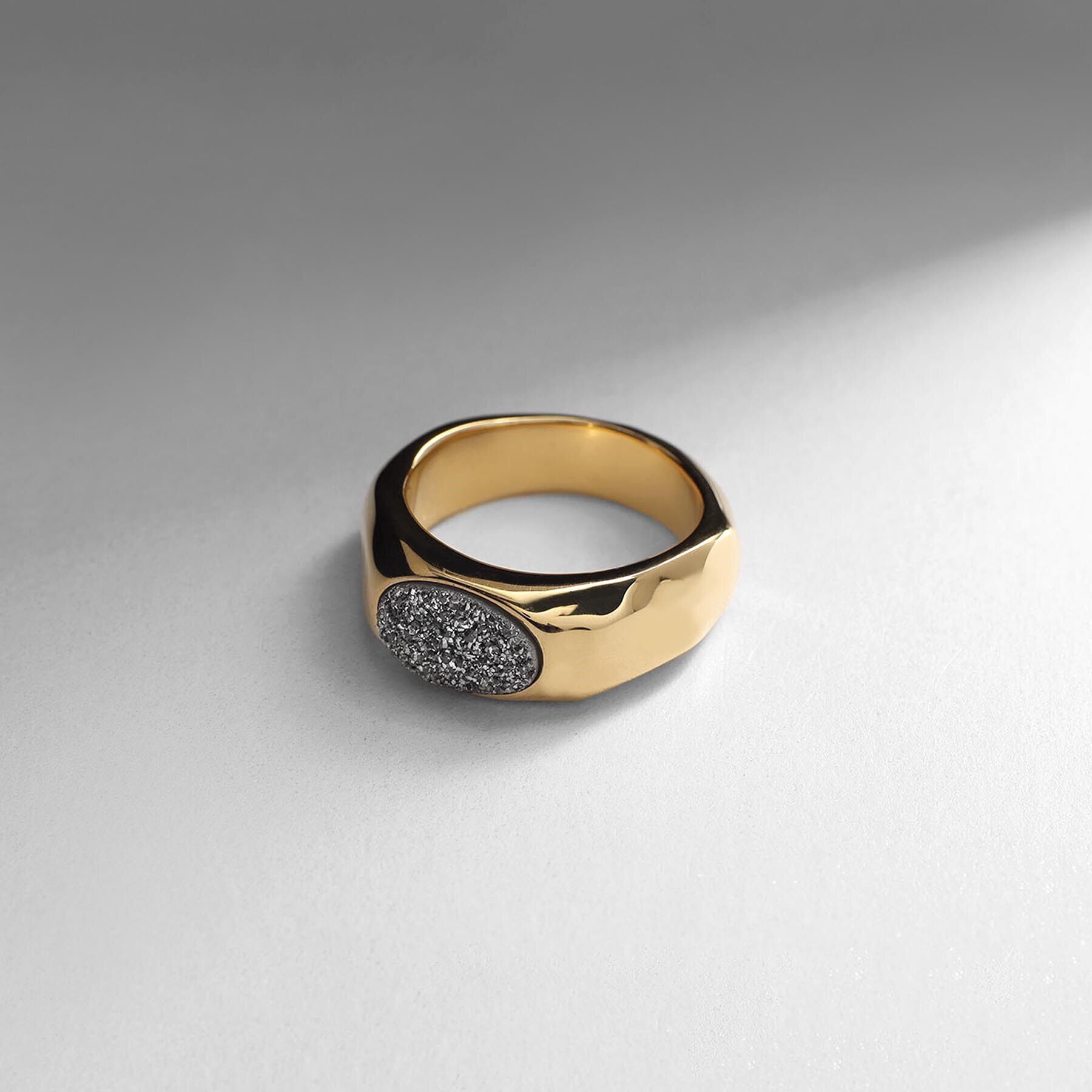 COCOSHNIK ONKITSCH「シルバー カラーストーン ブラックドルジーアゲート ニュアンスリングL GP」|リング|