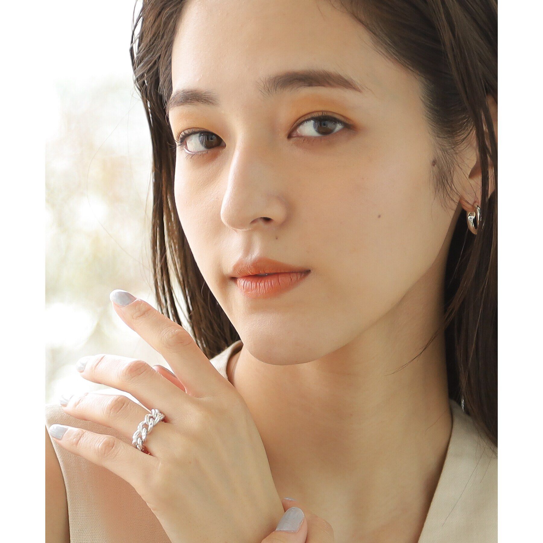 COCOSHNIK ONKITSCH「シルバー チェーンリング スパークルカットL」|リング|