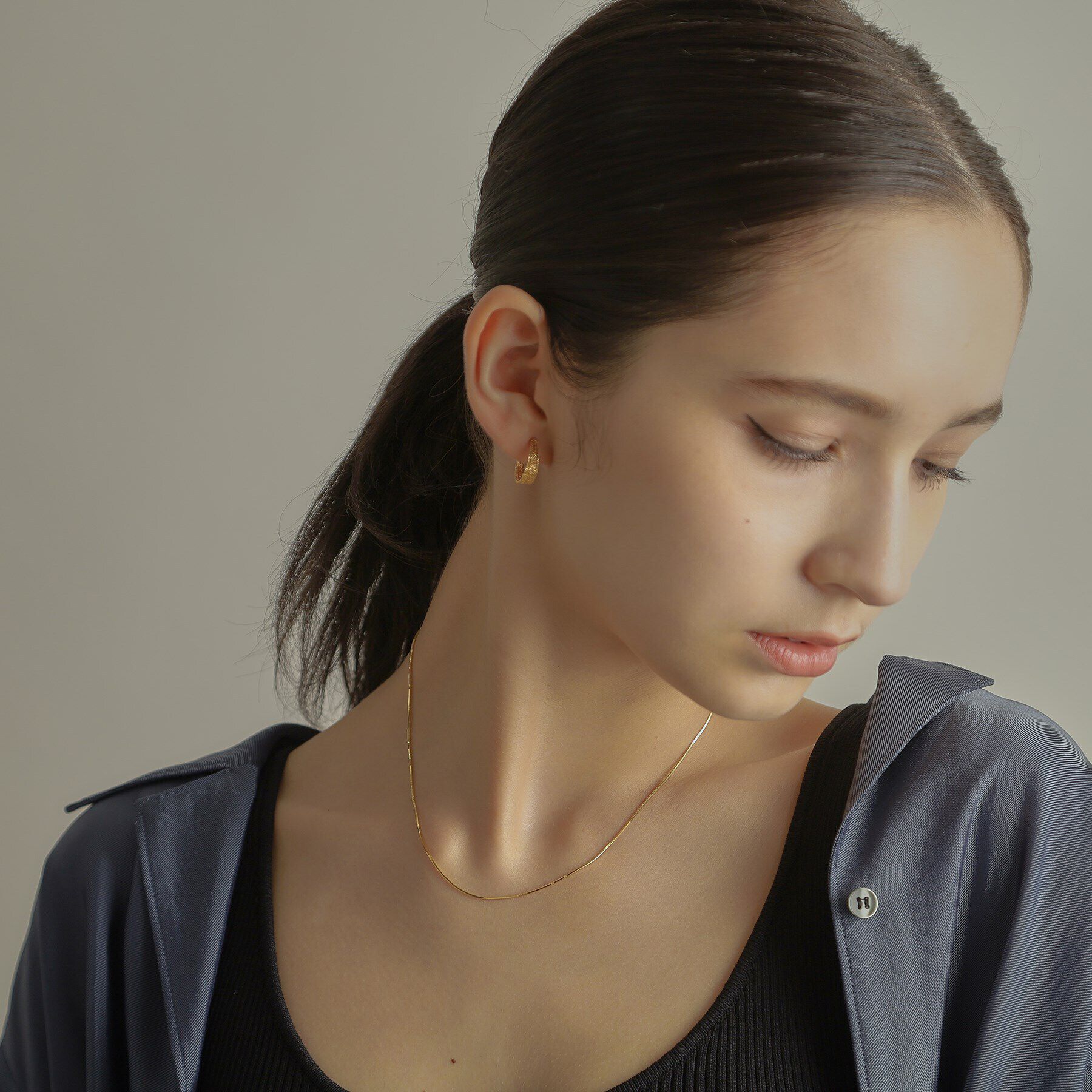 COCOSHNIK「K18コンパクトチェーン ネックレス太40cm」|ネックレス|