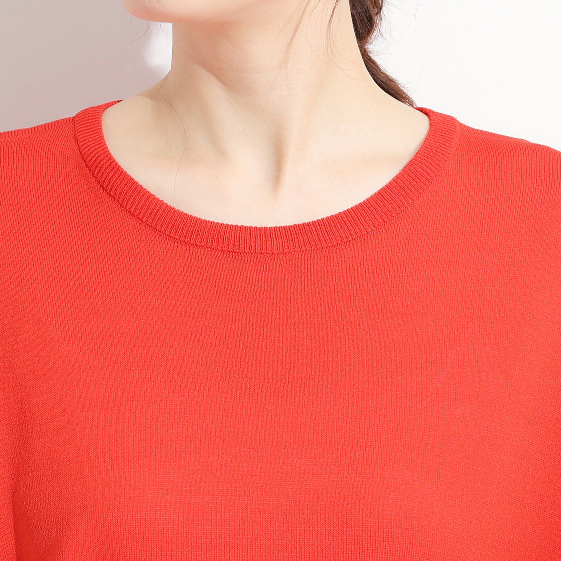 SHOO･LA･RUE「【ひんやり/S-LL】さらさらな肌触りが心地よい フレンチスリーブニット」|ニット・セーター|