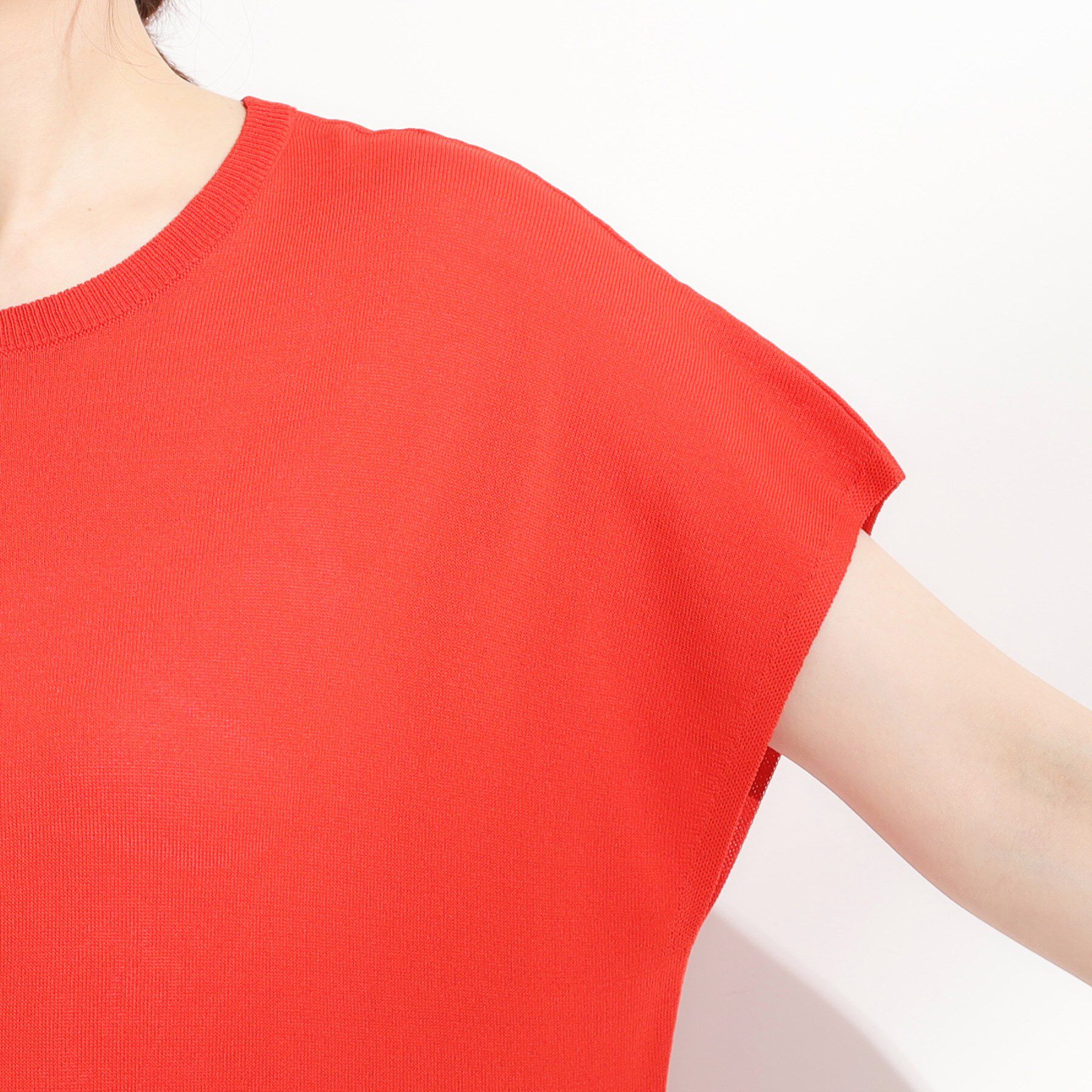 SHOO･LA･RUE「【ひんやり/S-LL】さらさらな肌触りが心地よい フレンチスリーブニット」|ニット・セーター|