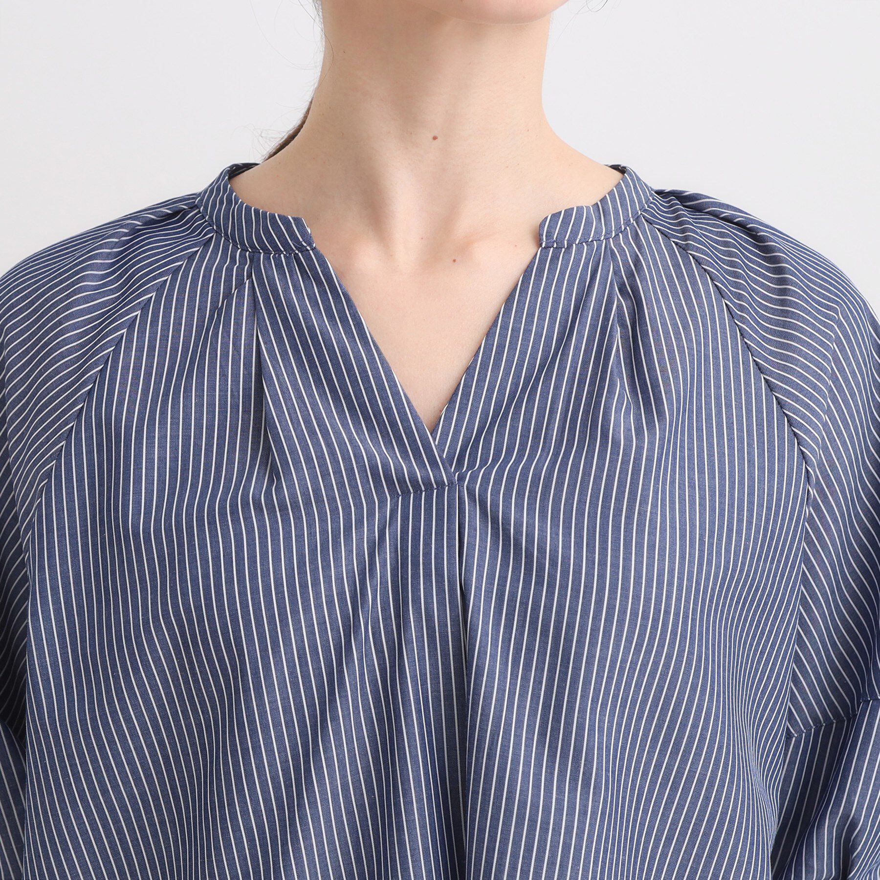 SHOO･LA･RUE「【S-LL/洗濯後しわになりにくい】ランタン5分袖 スキッパーブラウス」|シャツ・ブラウス|