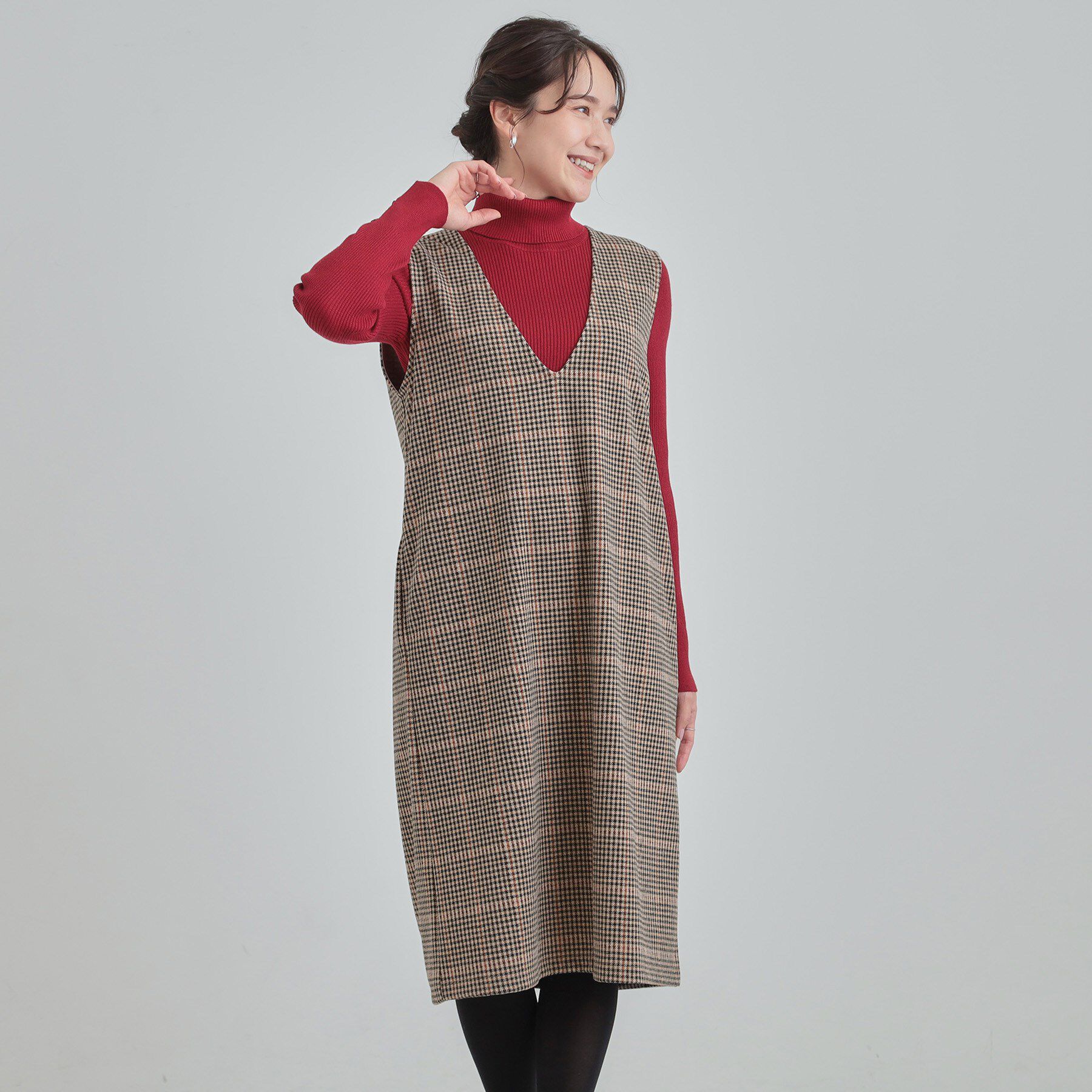 SHOO･LA･RUE「【2点セット/洗える/S-LL】時短でコーデ決まる ジャンドレ＆リブインナー」|ワンピース|