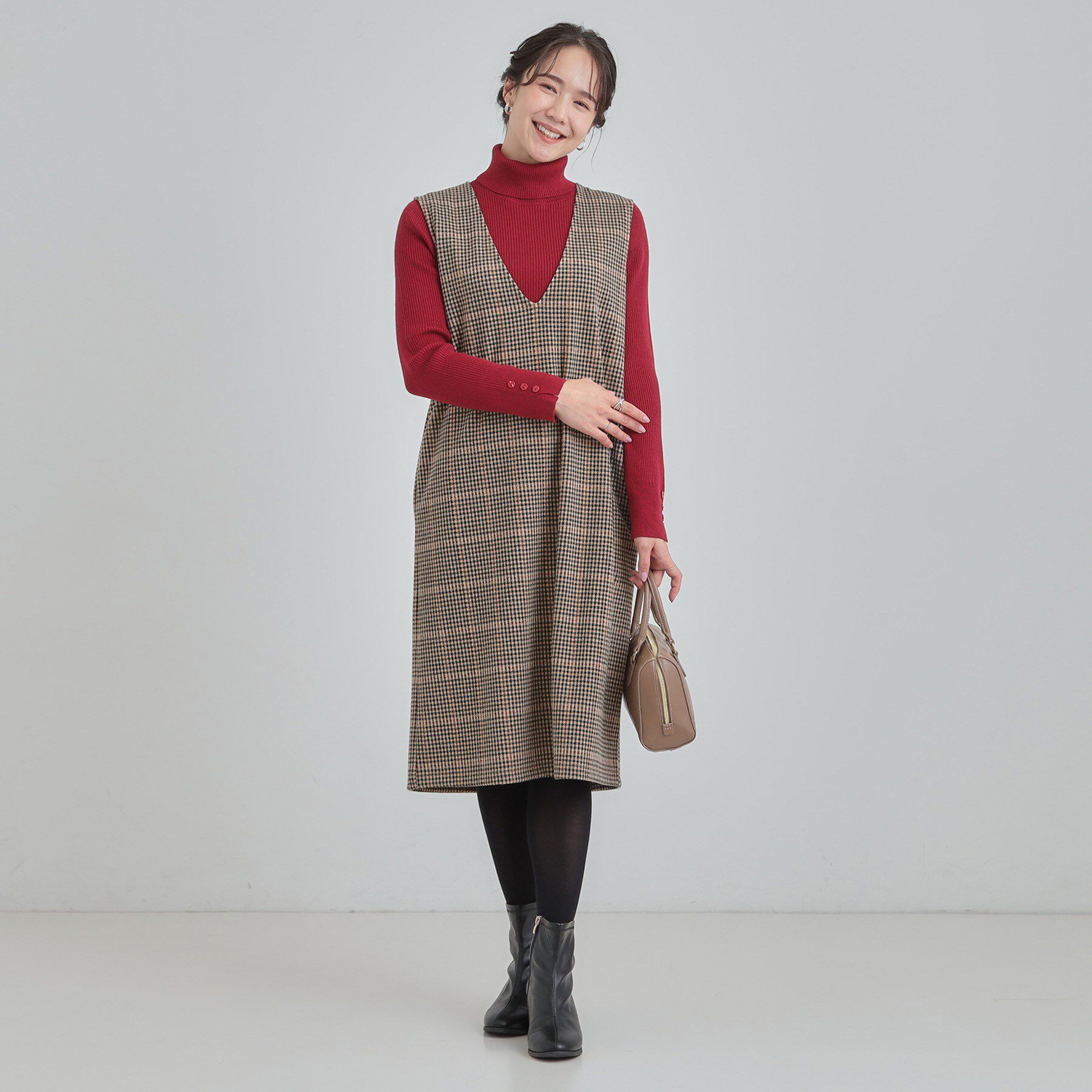 SHOO･LA･RUE「【2点セット/洗える/S-LL】時短でコーデ決まる ジャンドレ＆リブインナー」|ワンピース|