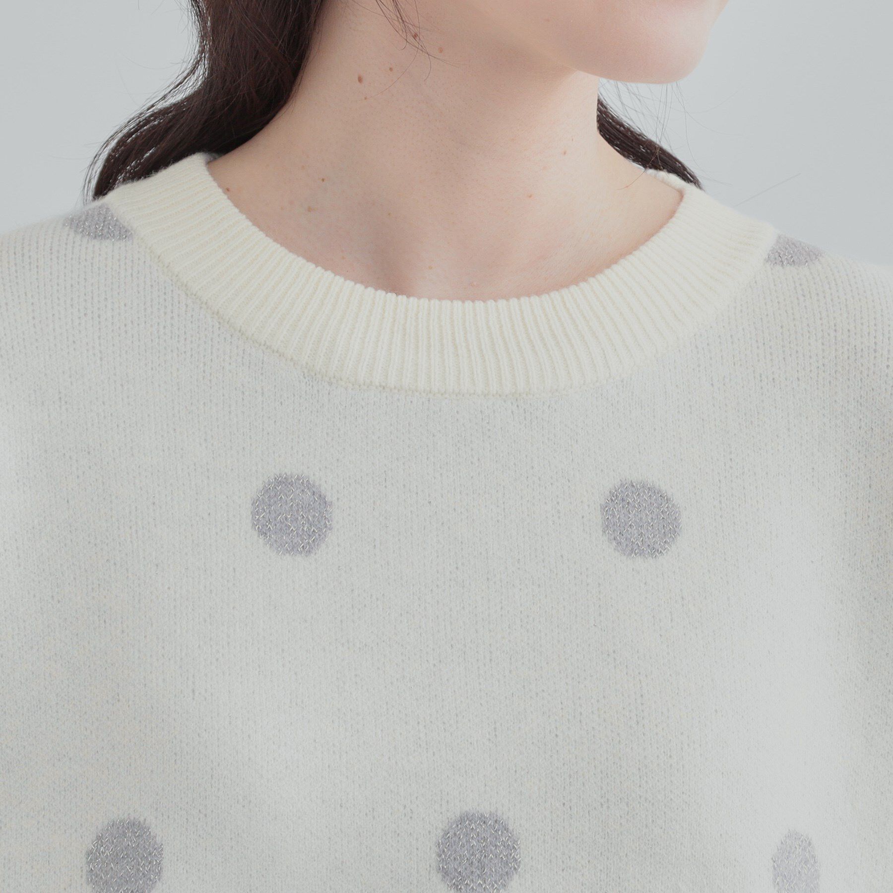 SHOO･LA･RUE「【S-LL/洗濯機可】　体系カバー出来る 大人のドット柄ニット」|ニット・セーター|