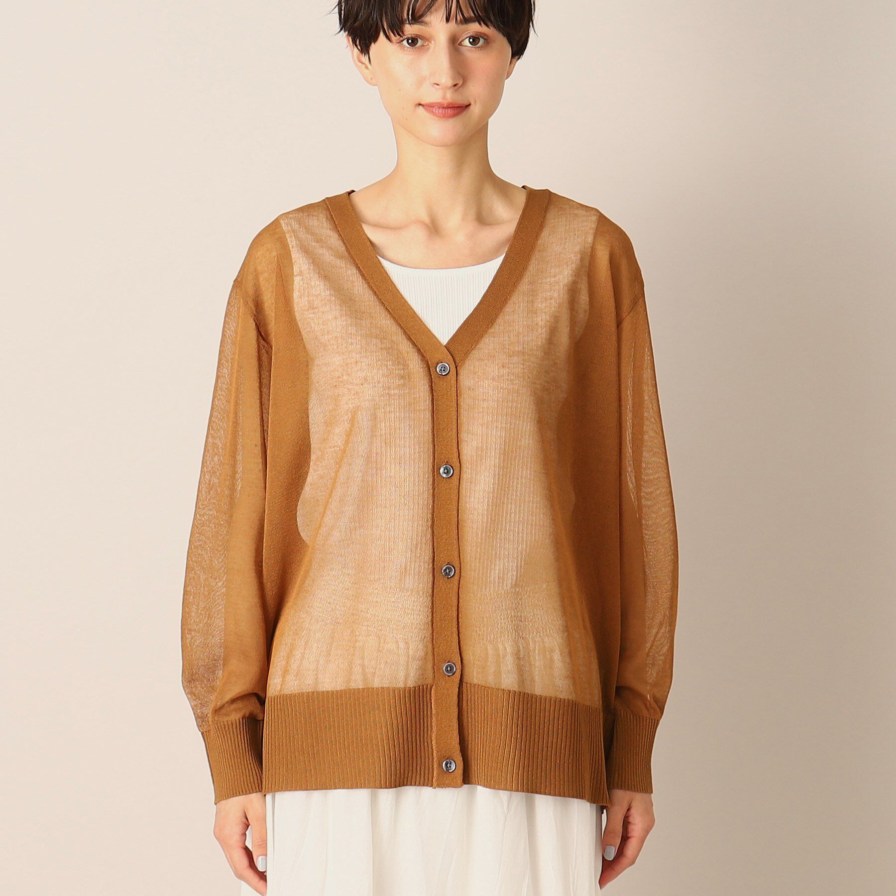 Dessin「【洗える】リネンブレンドVネックカーディガン」|カーディガン|
