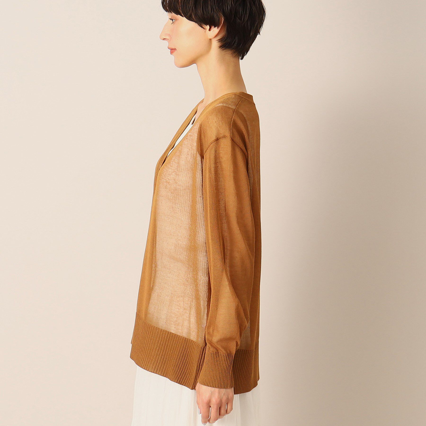 Dessin「【洗える】リネンブレンドVネックカーディガン」|カーディガン|