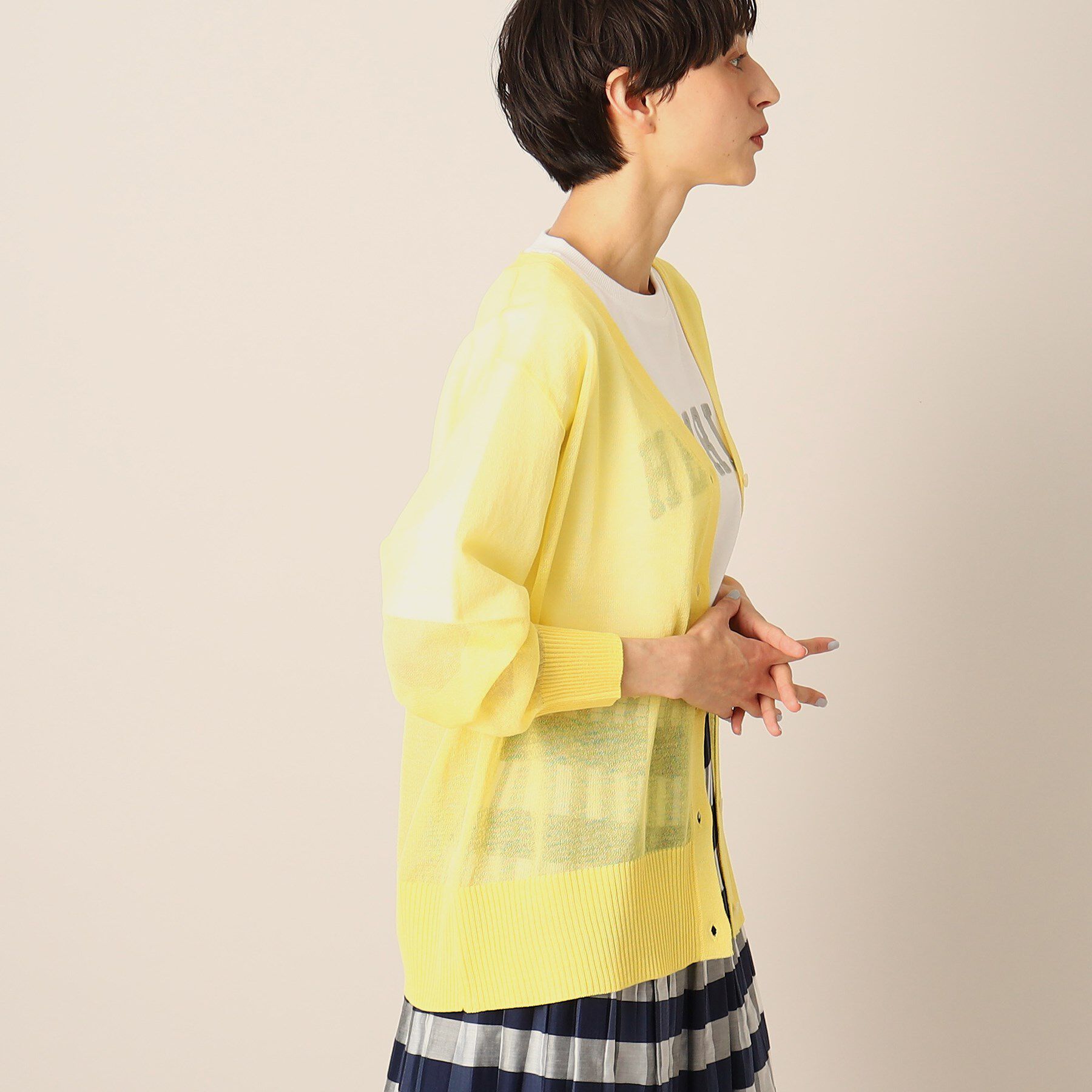 Dessin「【洗える】リネンブレンドVネックカーディガン」|カーディガン|