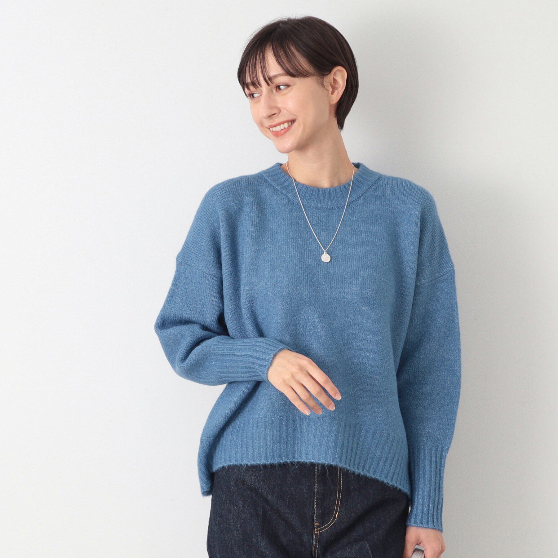 Dessin「【洗える】ショート丈ワイドクルーネックニット（XS～L）」|ニット・セーター|