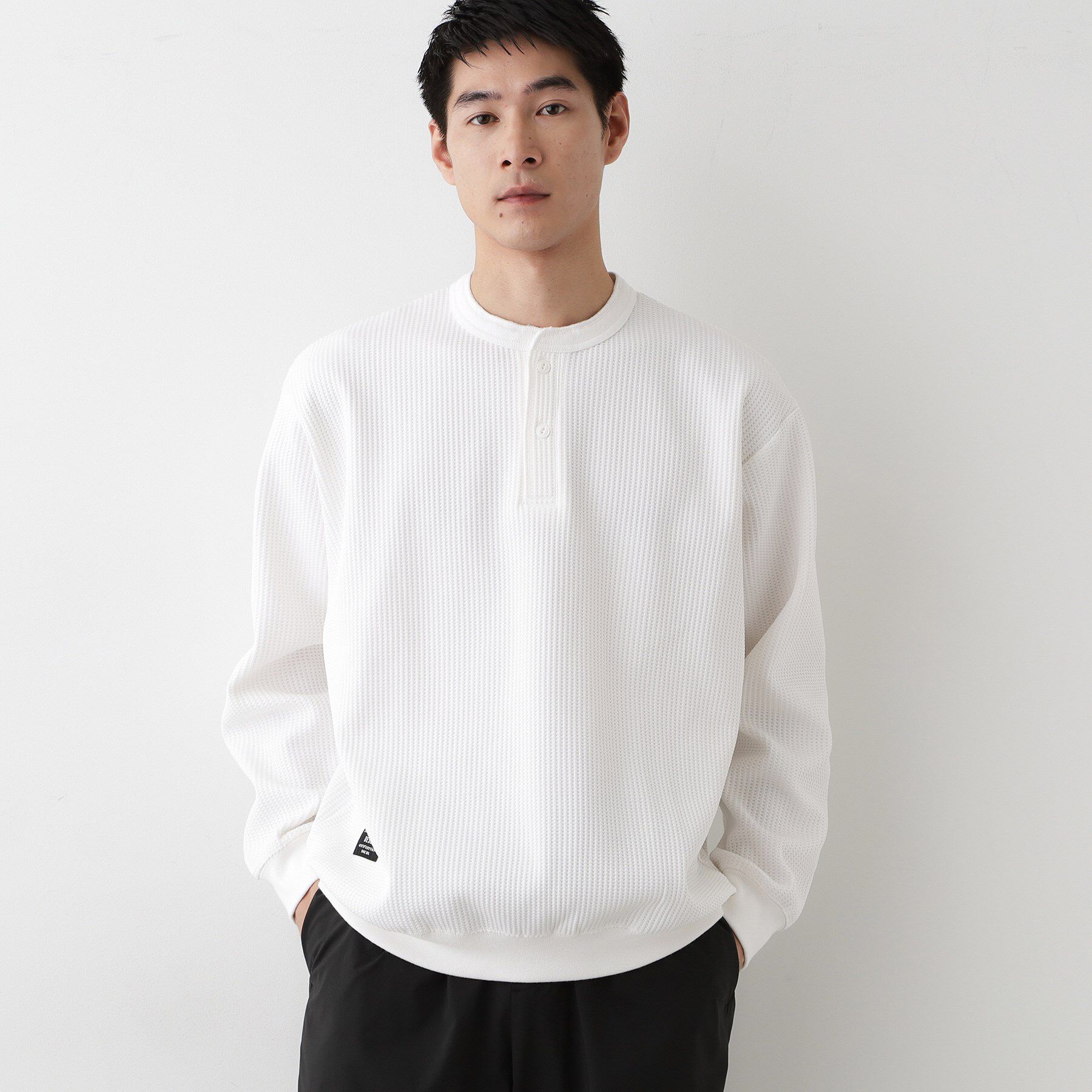 Dessin「【洗える】ソロテックスヘンリーネック」|Tシャツ・カットソー|ホワイト(002)