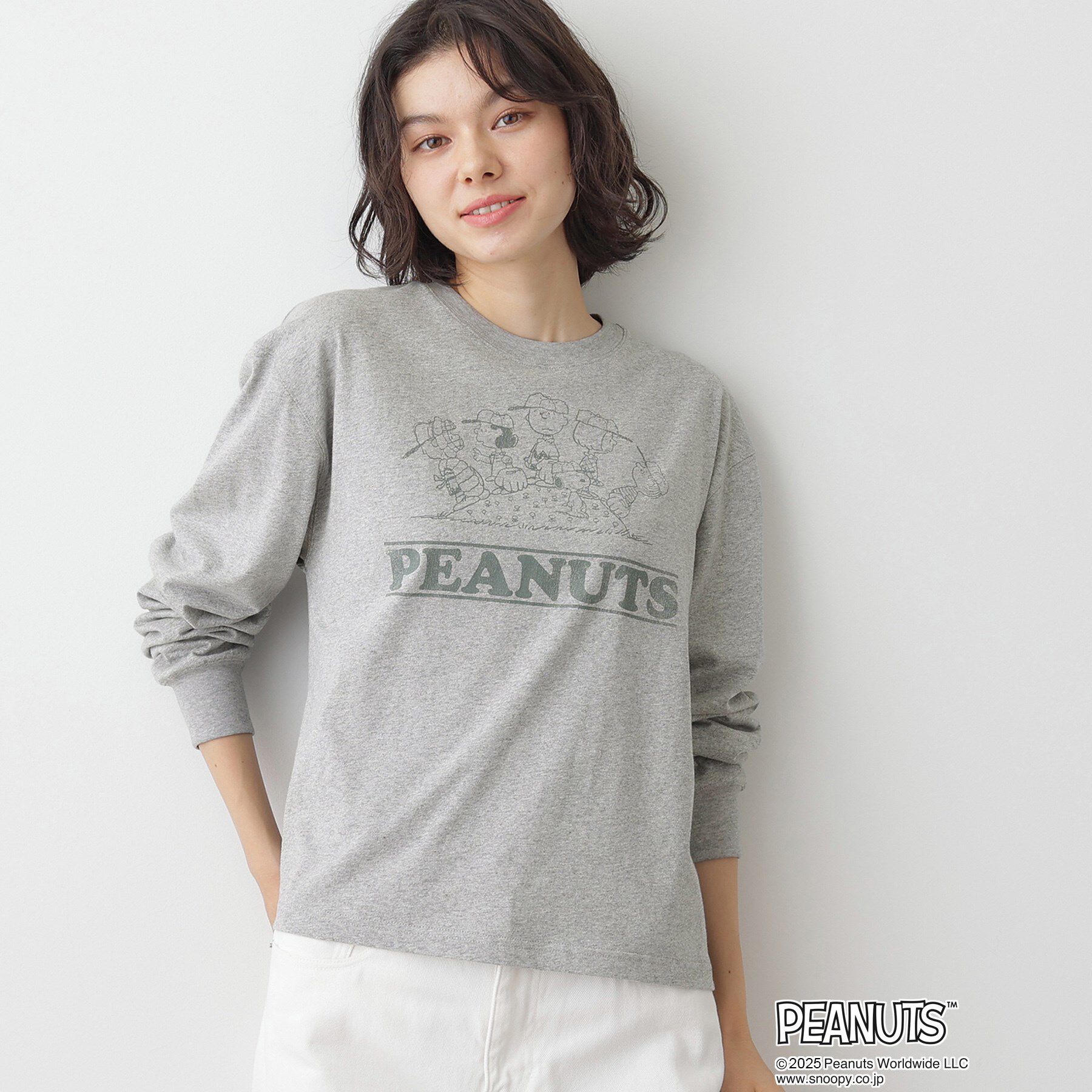 Dessin「PEANUTSロングTシャツ」|Tシャツ・カットソー|グレー(012)