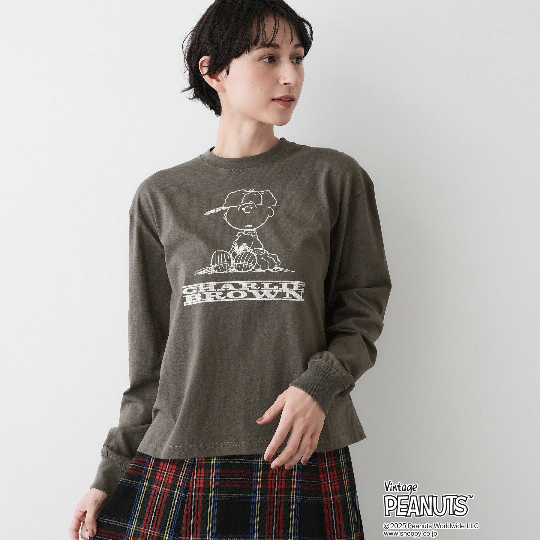 Dessin「PEANUTSロングTシャツ」|Tシャツ・カットソー|ブラウン(044)