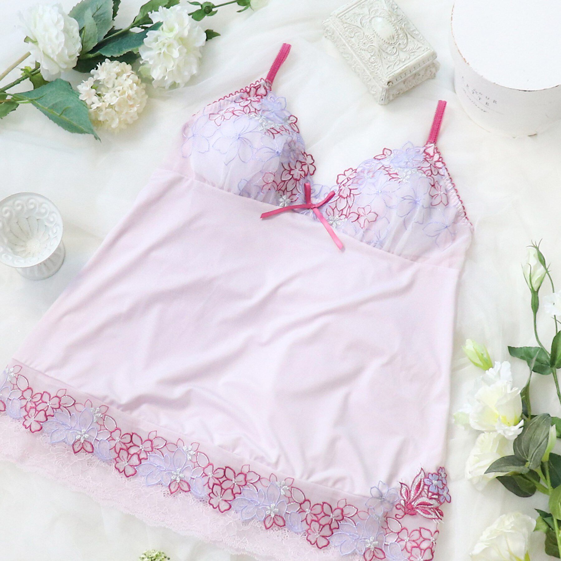 Risa Magli「ナタリア カップ付きキャミソール」|インナー|ピンク(070)