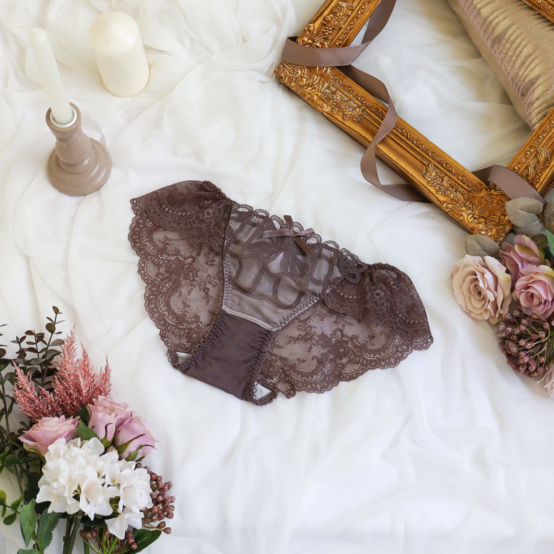 Risa Magli「レネイ レースショーツ」|インナー|ブラウン(043)