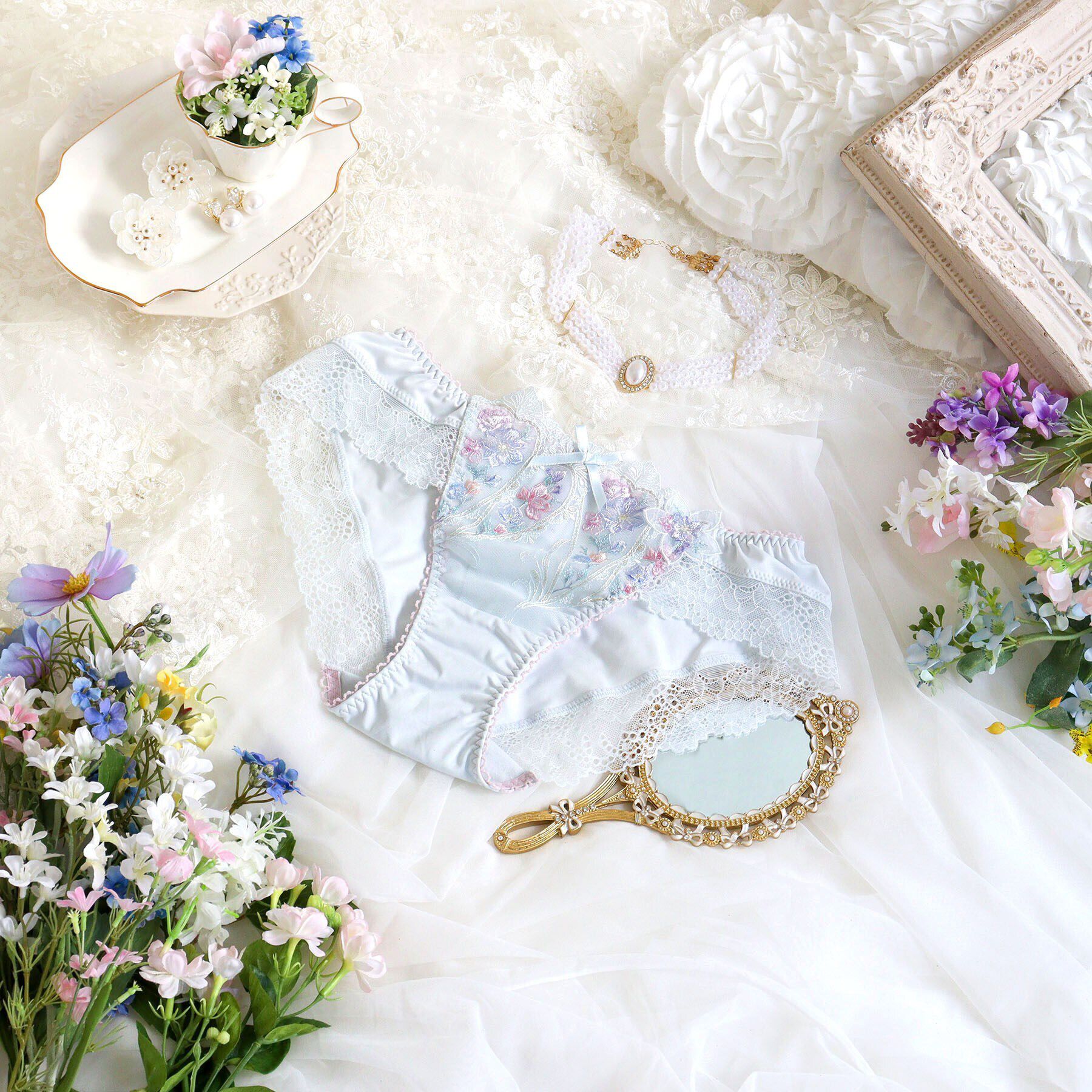 Risa Magli「フロリタ ノーマルショーツ」|インナー|サックスブルー(09