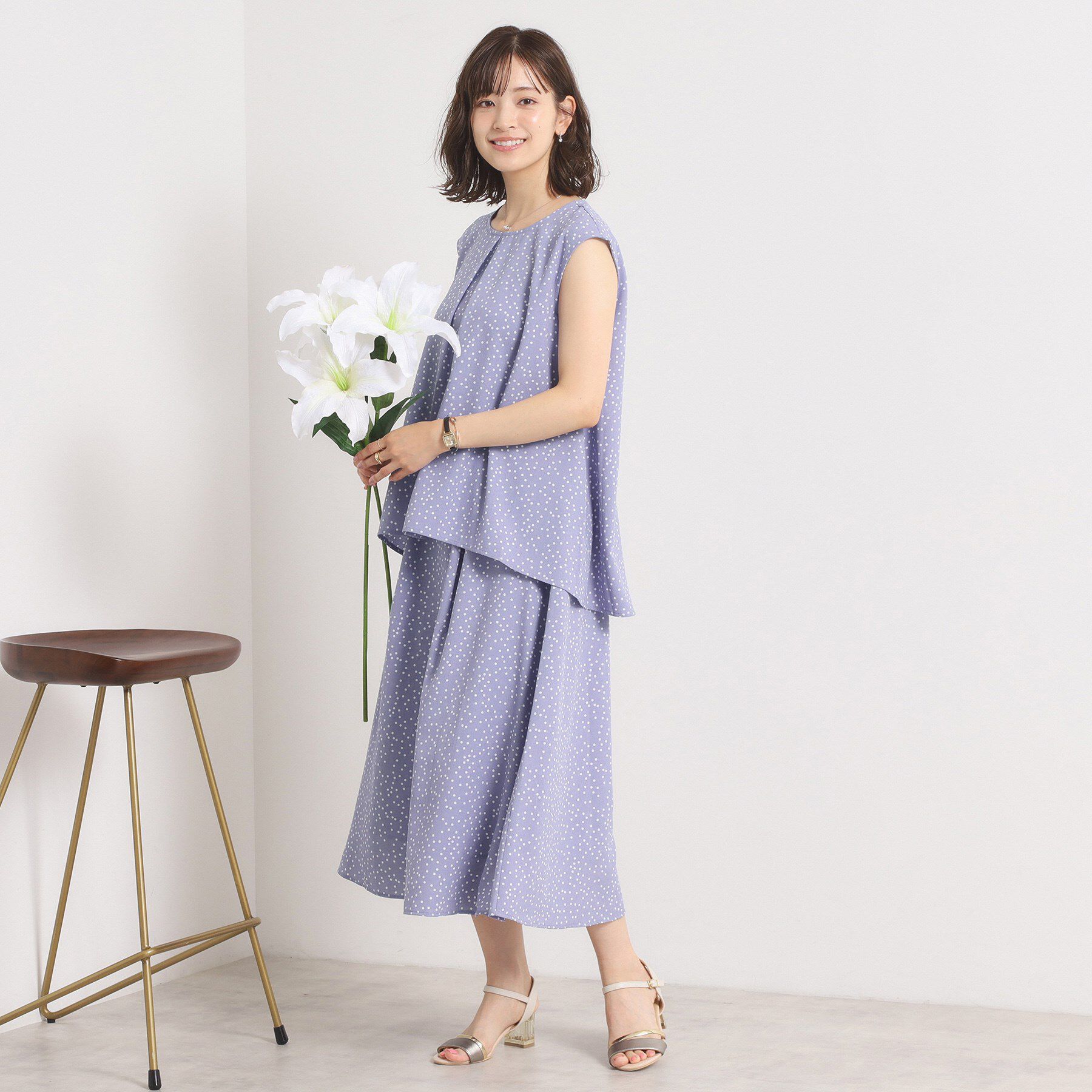 ITS&rsquo;DEMO「【UVカット／速乾／冷感／洗濯機OK／洗濯後しわになりにくい】麻調ストレッチタックスカート＜ラク服シ」|スカート|