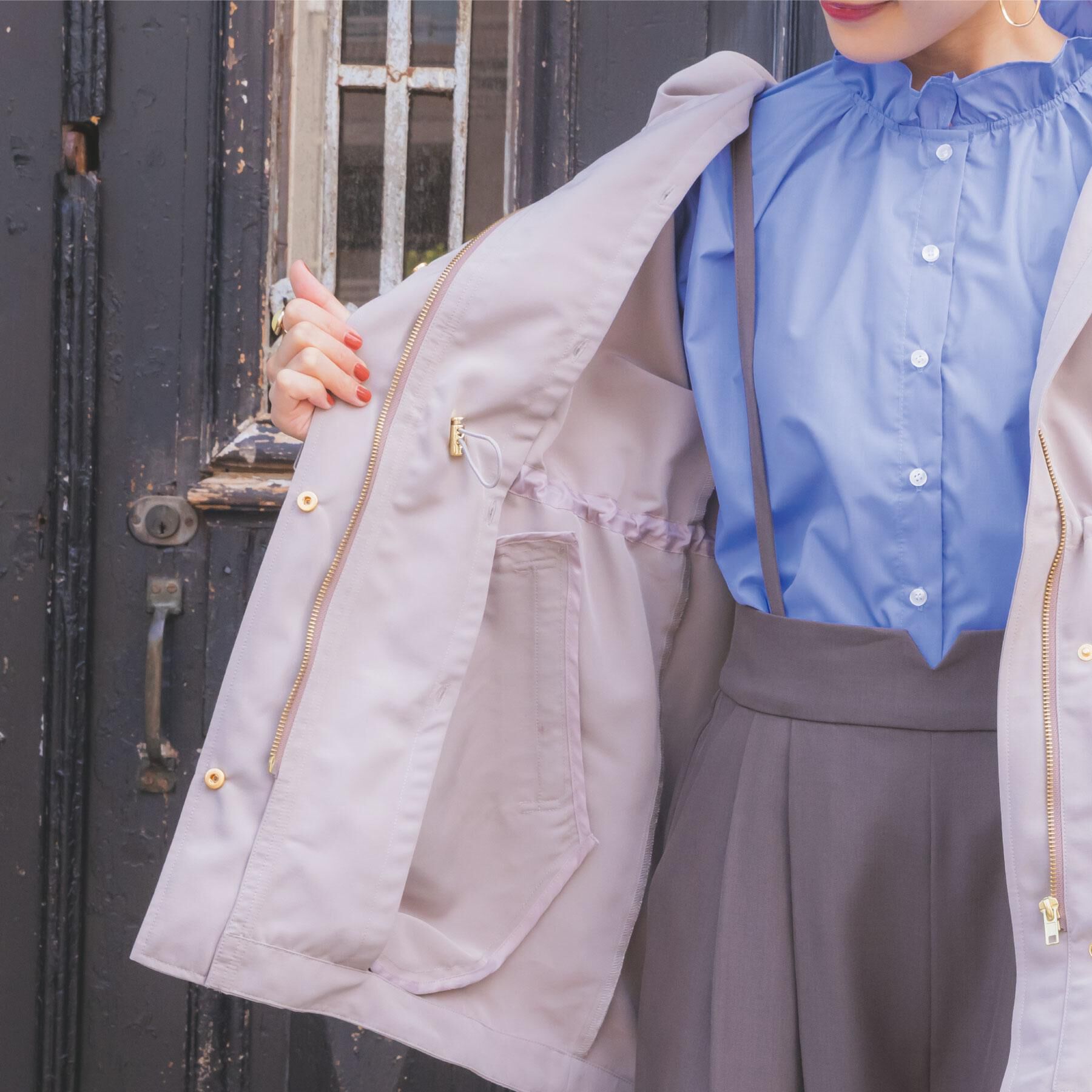 ITS&rsquo;DEMO「【撥水/花粉防止/手洗い可】ボアライナー付きミディ丈マウンテンパーカー」|ブルゾン・スタジャン|