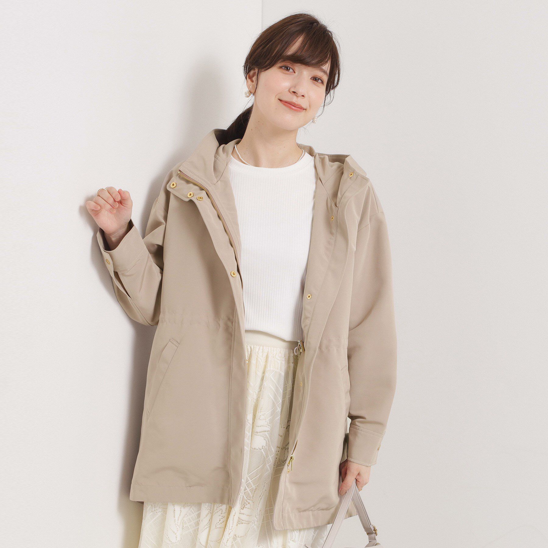 ITS&rsquo;DEMO「【撥水/花粉防止/手洗い可】ボアライナー付きミディ丈マウンテンパーカー」|ブルゾン・スタジャン|モカブラウン(042