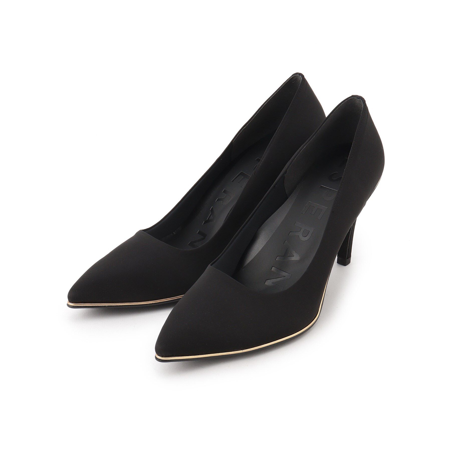 ESPERANZA「疲れにくいパンプス　ハイヒール＜約8.5cmヒール＞ 歩きやすい」|パンプス|ブラックマットサテン