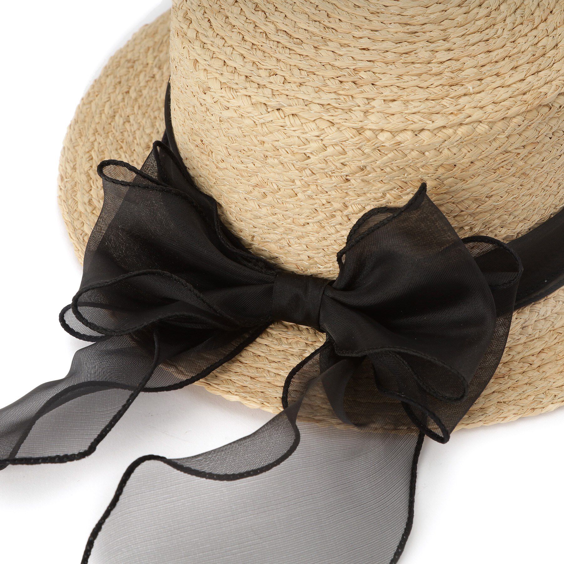 Grandedge「カンカン帽オーガンジーリボン」|ハット|