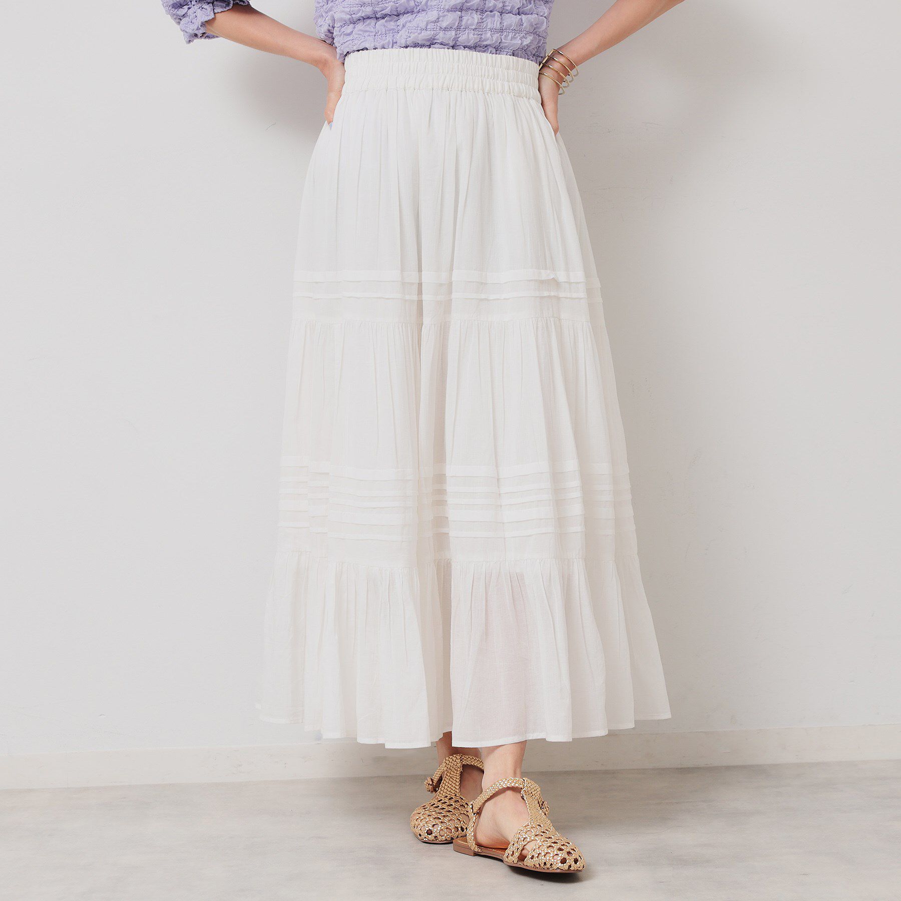 SunaUna「【軽い着心地／インド綿】ティアードロングスカート」|スカート|