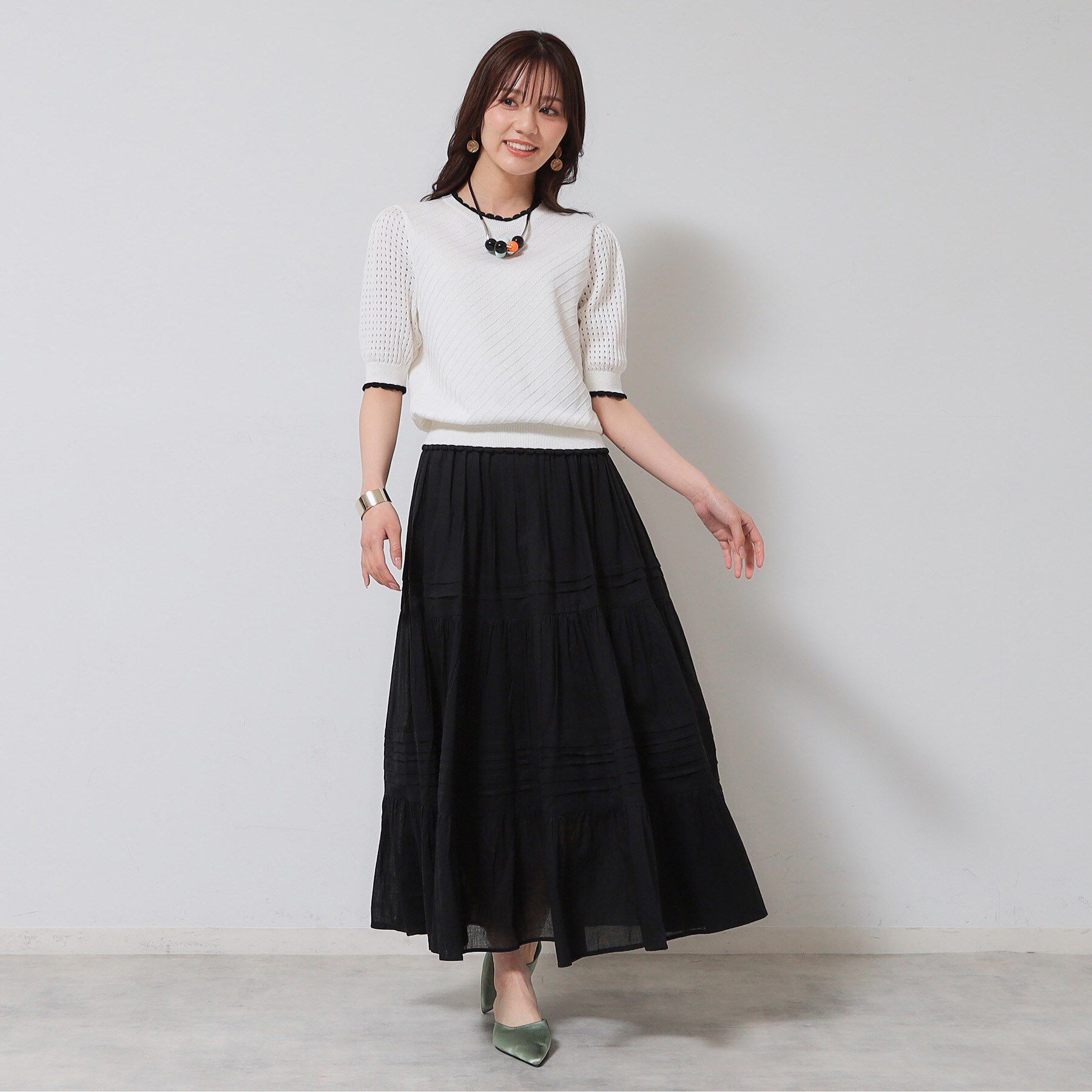 SunaUna「【軽い着心地／インド綿】ティアードロングスカート」|スカート|