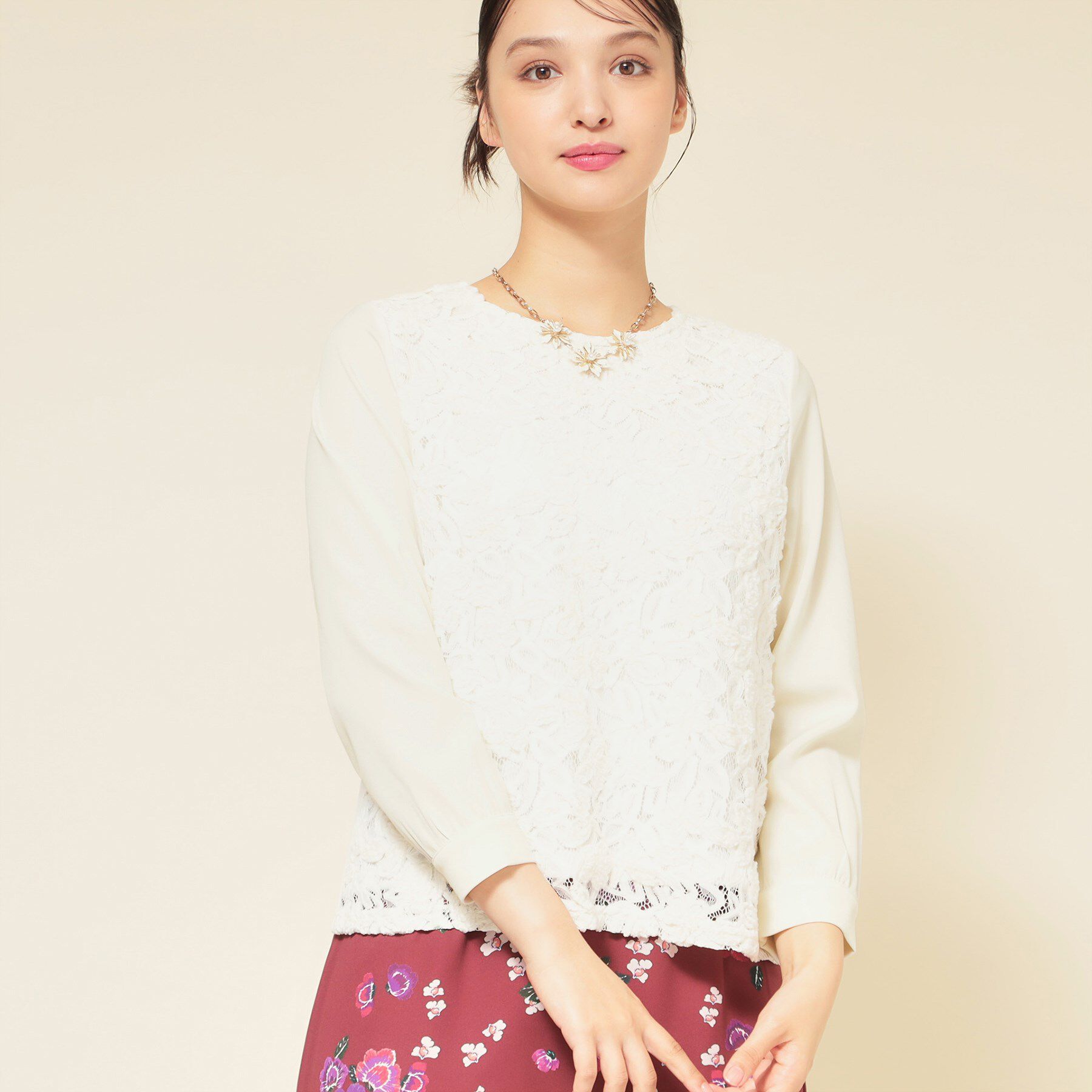 SunaUna「【モールレース／セットアップ可】パフスリーブブラウス」|シャツ・ブラウス|