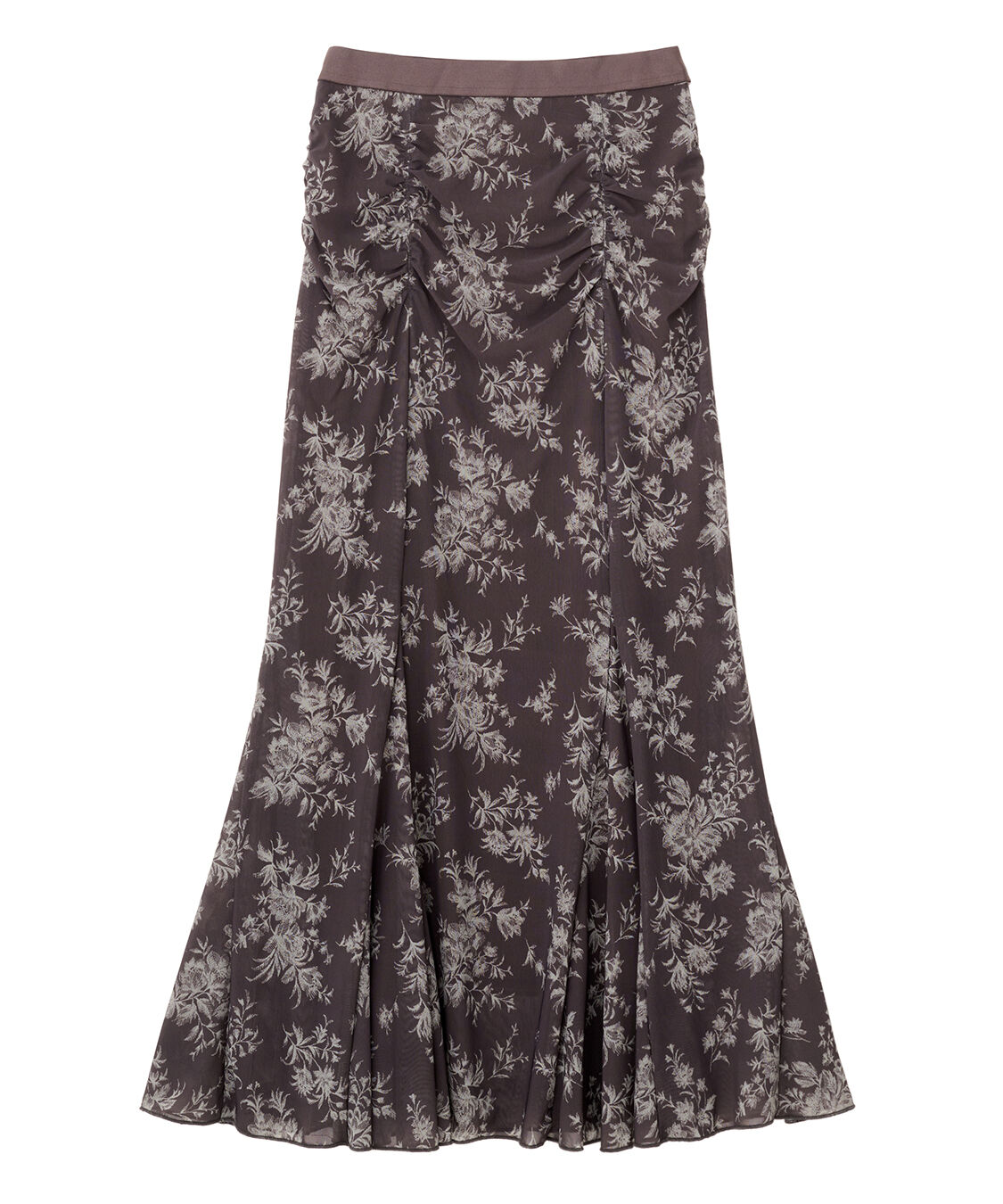 COCO DEAL「フラワープリントメッシュマーメイドスカート」|スカート|ブラウン