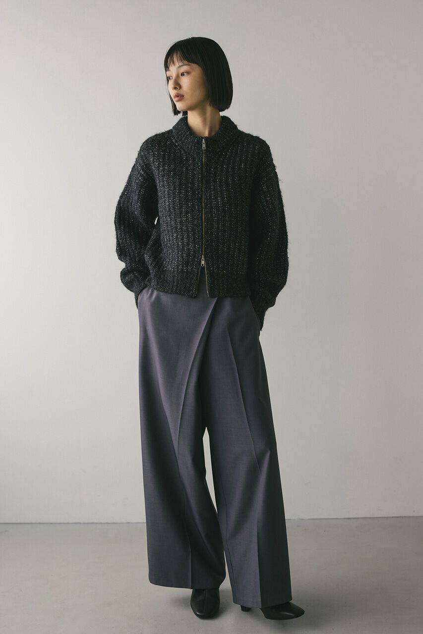 STYLEMIXER「ダブルジップラメニットカーデ」|カーディガン|BLK