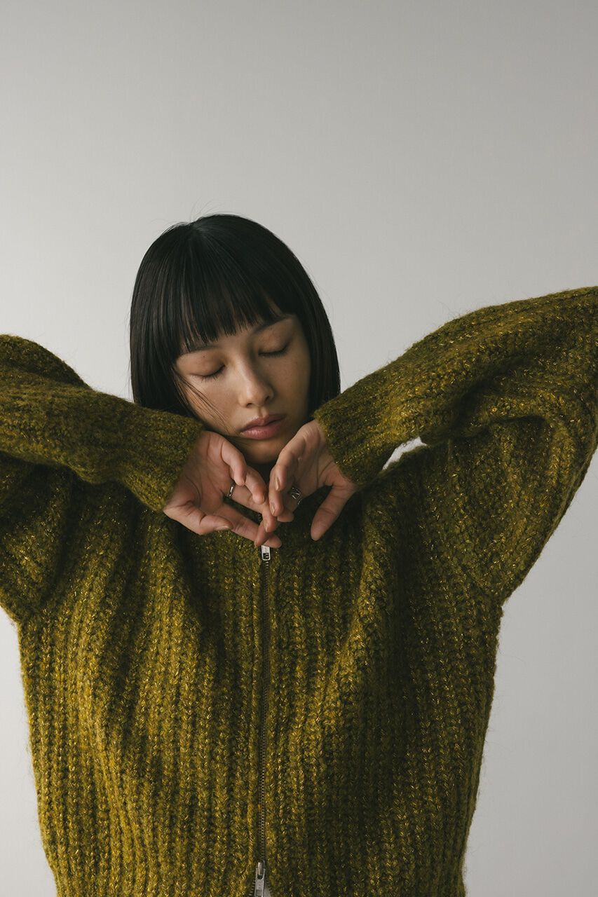 STYLEMIXER「ダブルジップラメニットカーデ」|カーディガン|GRN
