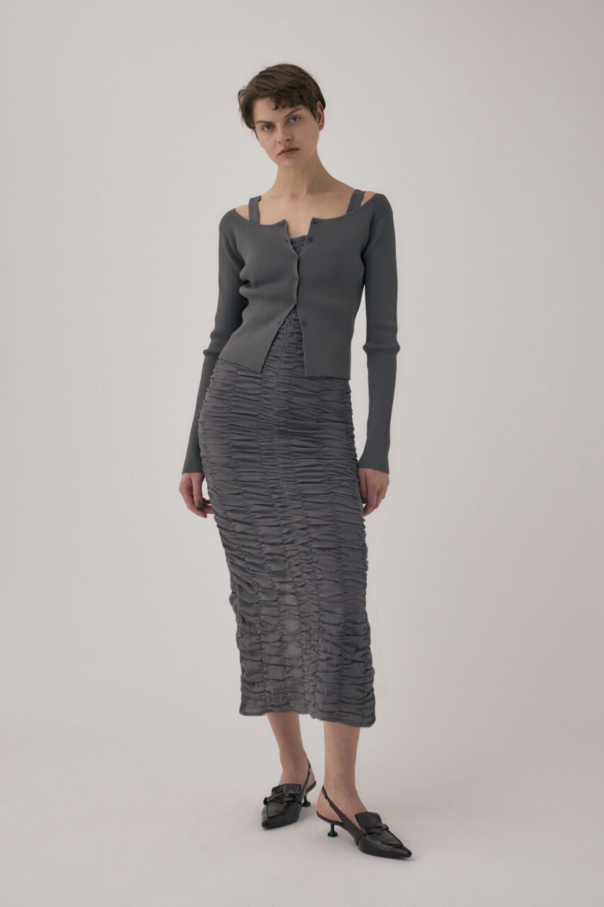 MOUSSY「オーガニックコットンボイル素材使用ギャザーキャミドレス」|ワンピース|