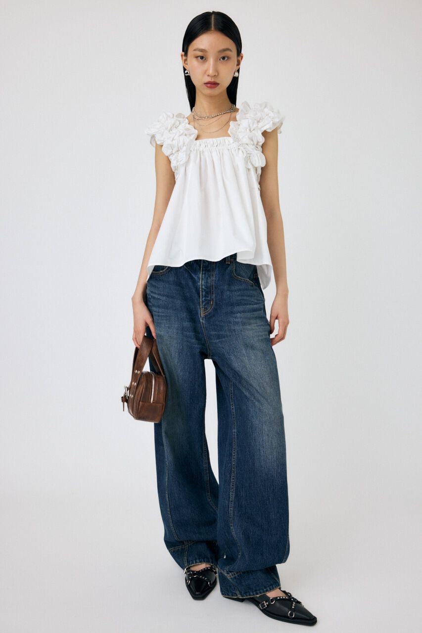 MOUSSY「OVER DYED CURVED バギー」|デニム|