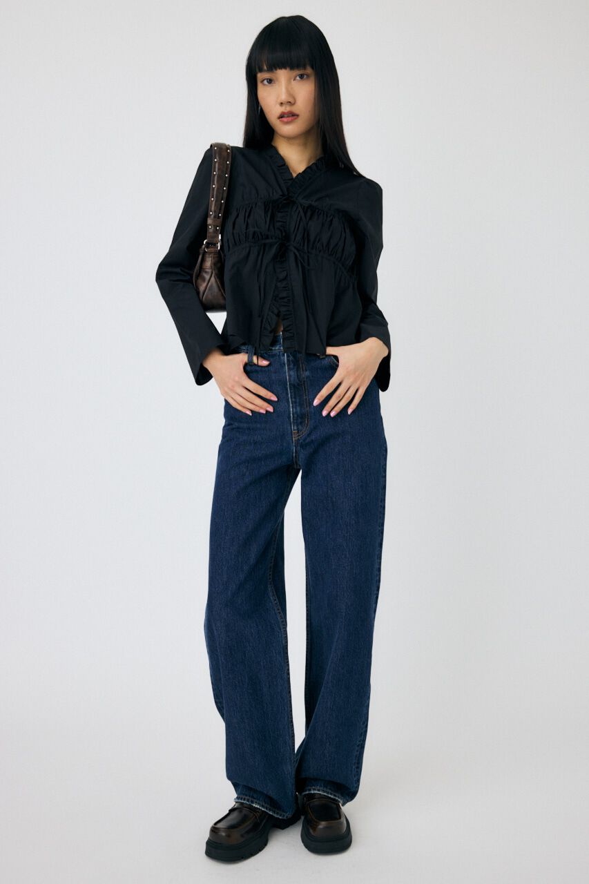 MOUSSY「FRONT RIBBON GATHER ブラウス」|シャツ・ブラウス|