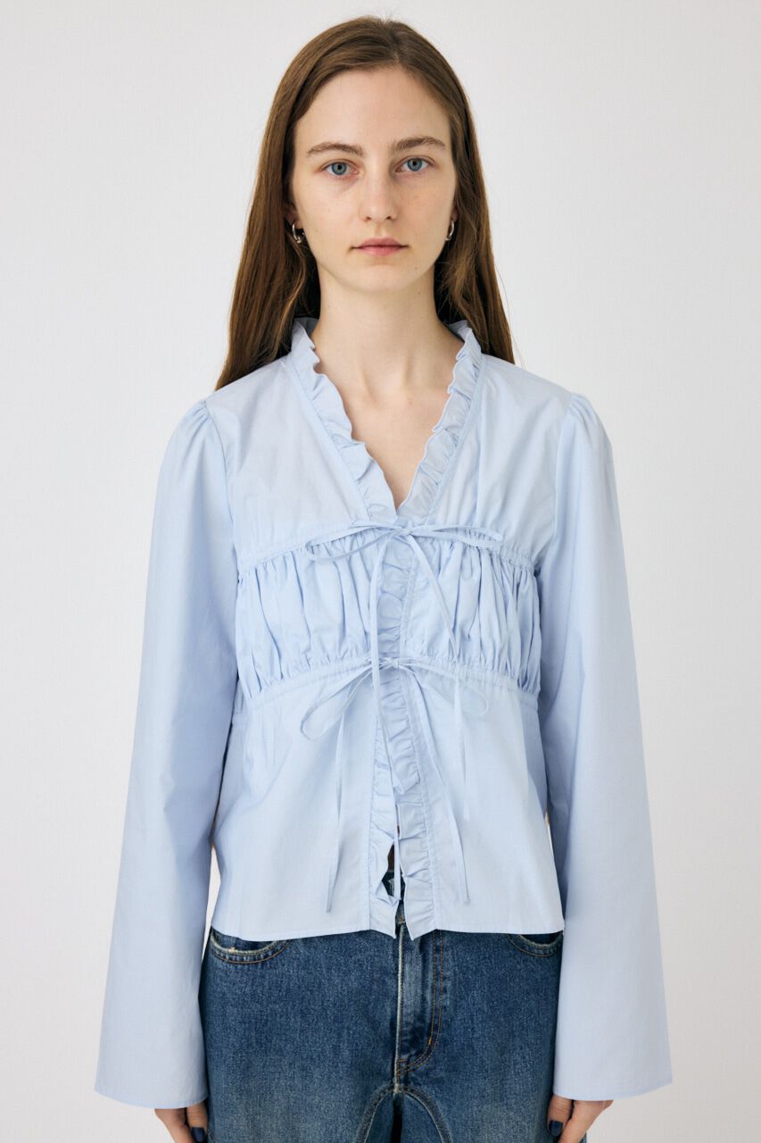 MOUSSY「FRONT RIBBON GATHER ブラウス」|シャツ・ブラウス|
