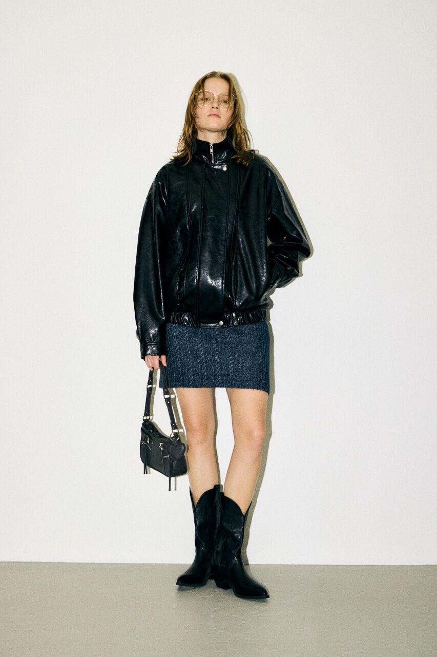 MOUSSY「GLOSSY F/LEATHER ブルゾン」|ブルゾン・スタジャン|