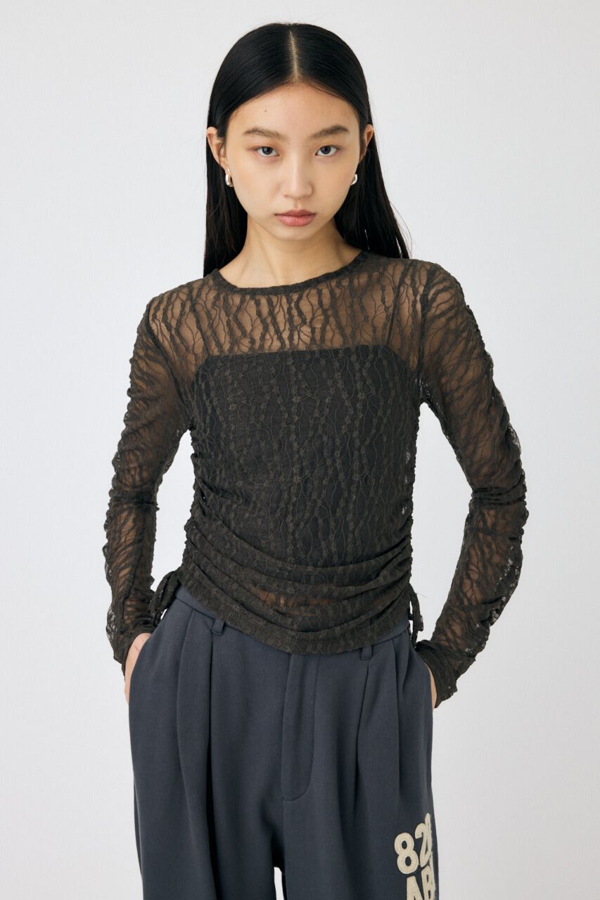 MOUSSY「SHIRRING レーストップス」|Tシャツ・カットソー|GRY